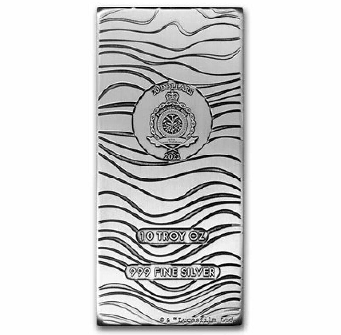 2022 Star Wars: The Mandalorian Beskar 10oz Antiqued Silver Coin-Bar rear image