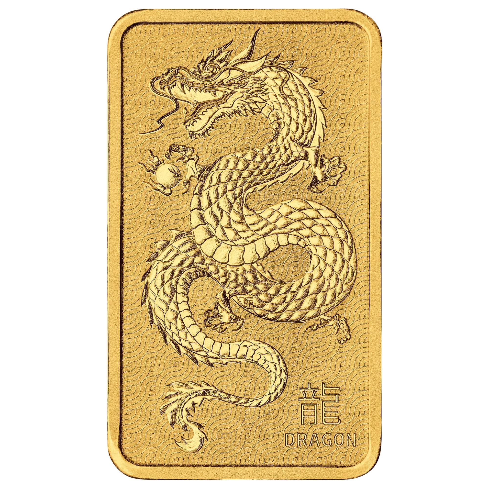 2024 Perth Mint Lunar Dragon 1oz Gold Minted Bar front image