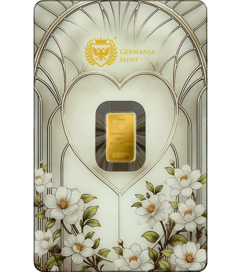 2025 Germania Mint Best Wishes 1g Gold Safepack Bar rear image