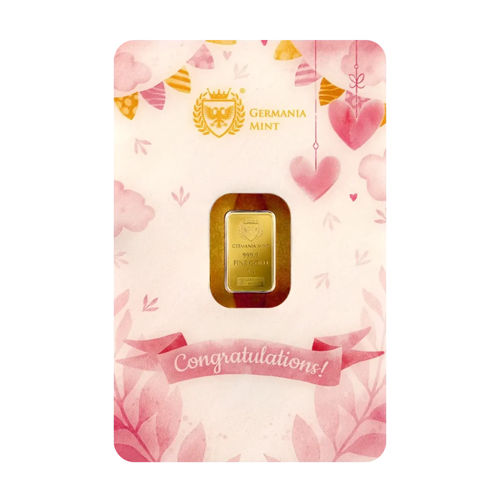 2025 Germania Mint New Born - Girl 1g Gold Safepack Bar rear image