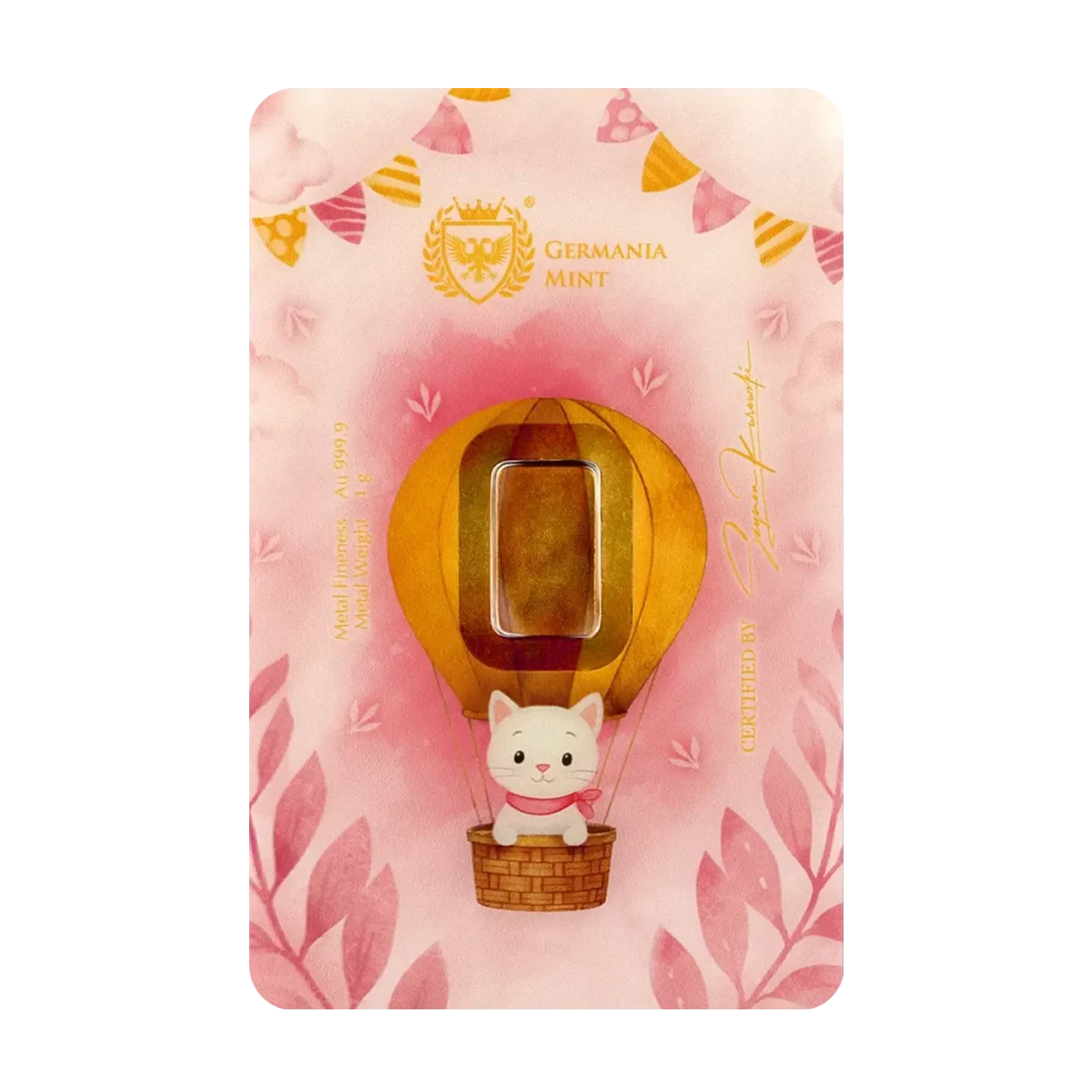 2025 Germania Mint New Born - Girl 1g Gold Safepack Bar front image