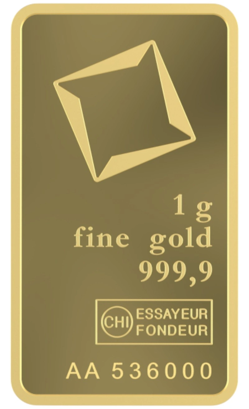 Valcambi Suisse 1g Gold Bar rear image