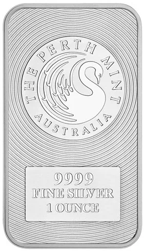 Perth Mint Kangaroo 1oz Silver Minted Bar front image