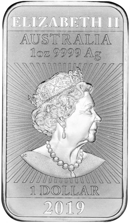 2019 Perth Mint Dragon 1oz Silver Bar rear image