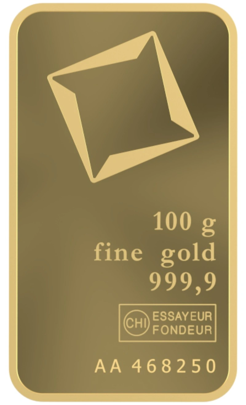 Valcambi Suisse 100g Gold Bar rear image
