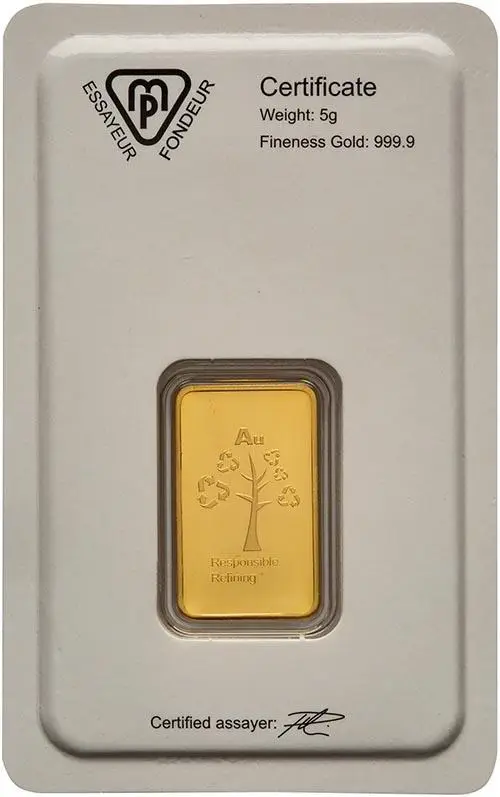 Metalor 5g Gold Bar rear image