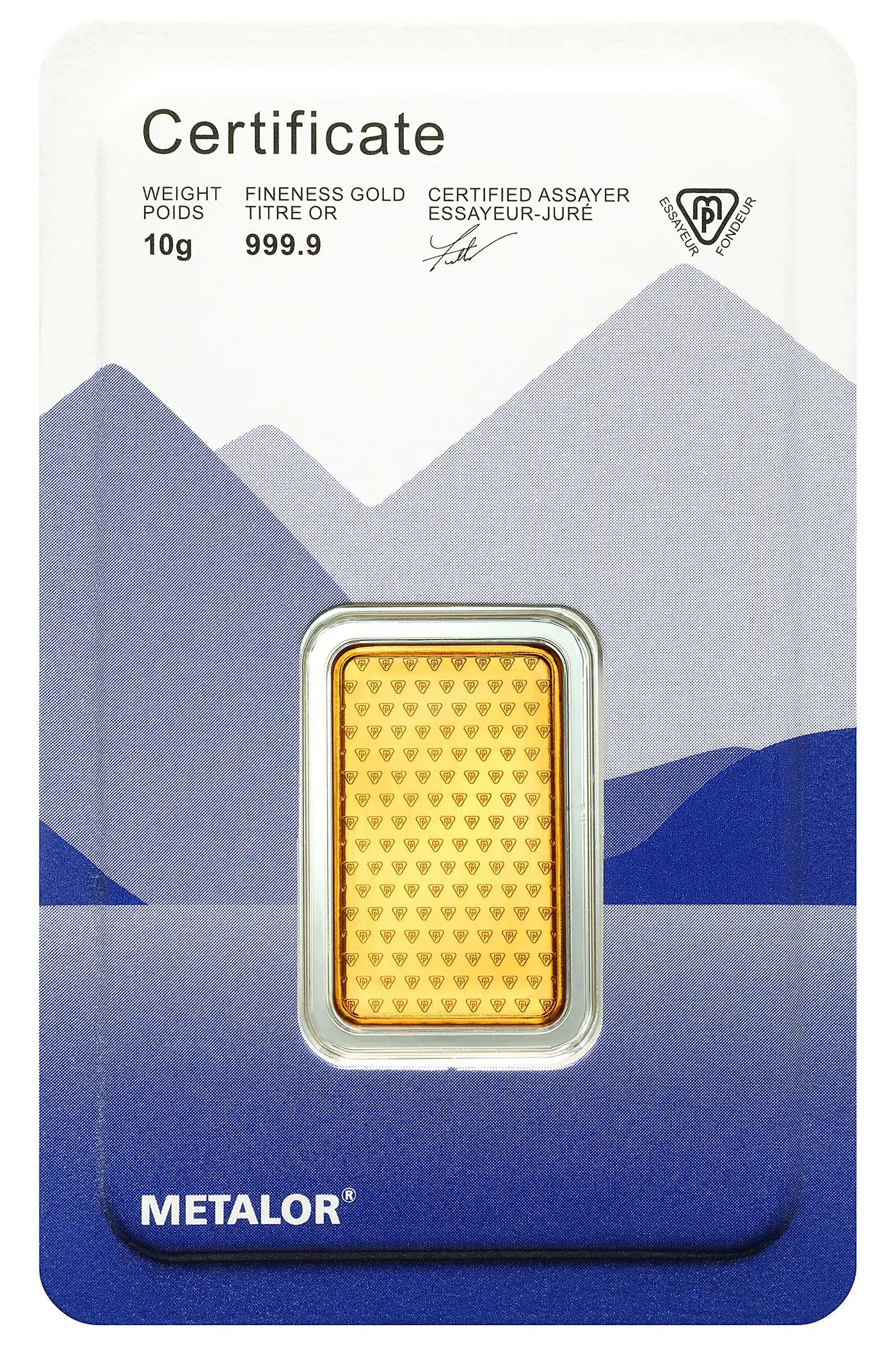 Metalor 10g Gold Bar rear image