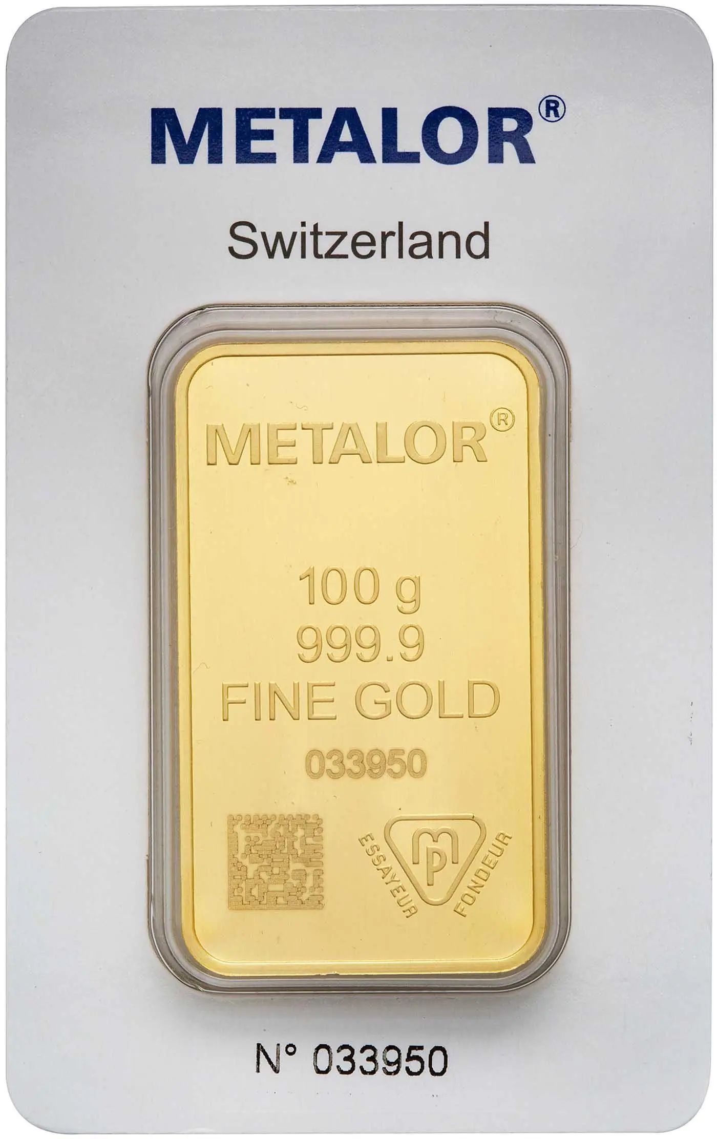 Metalor 100g Gold Bar front image