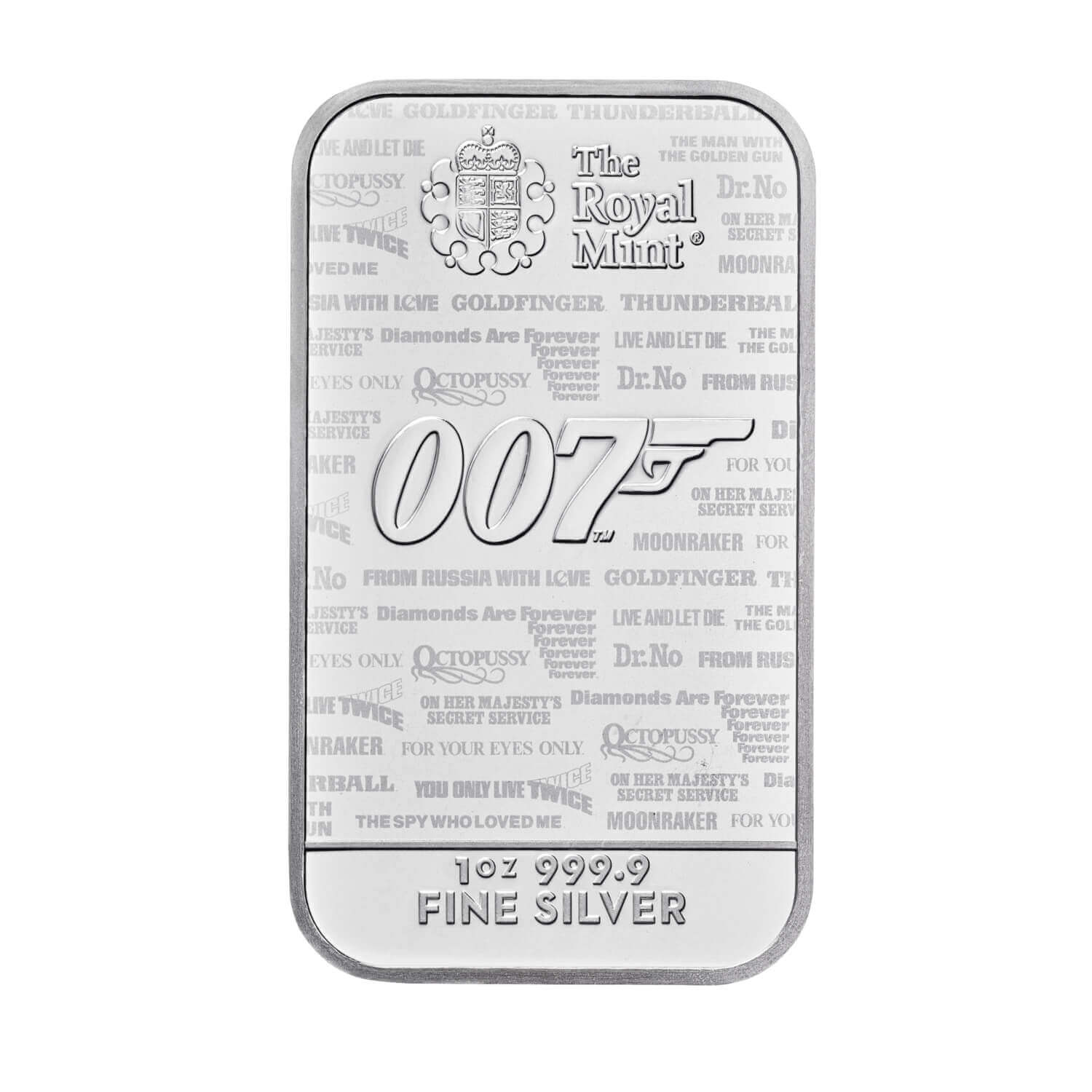 Royal Mint James Bond 1oz Silver Bar rear image