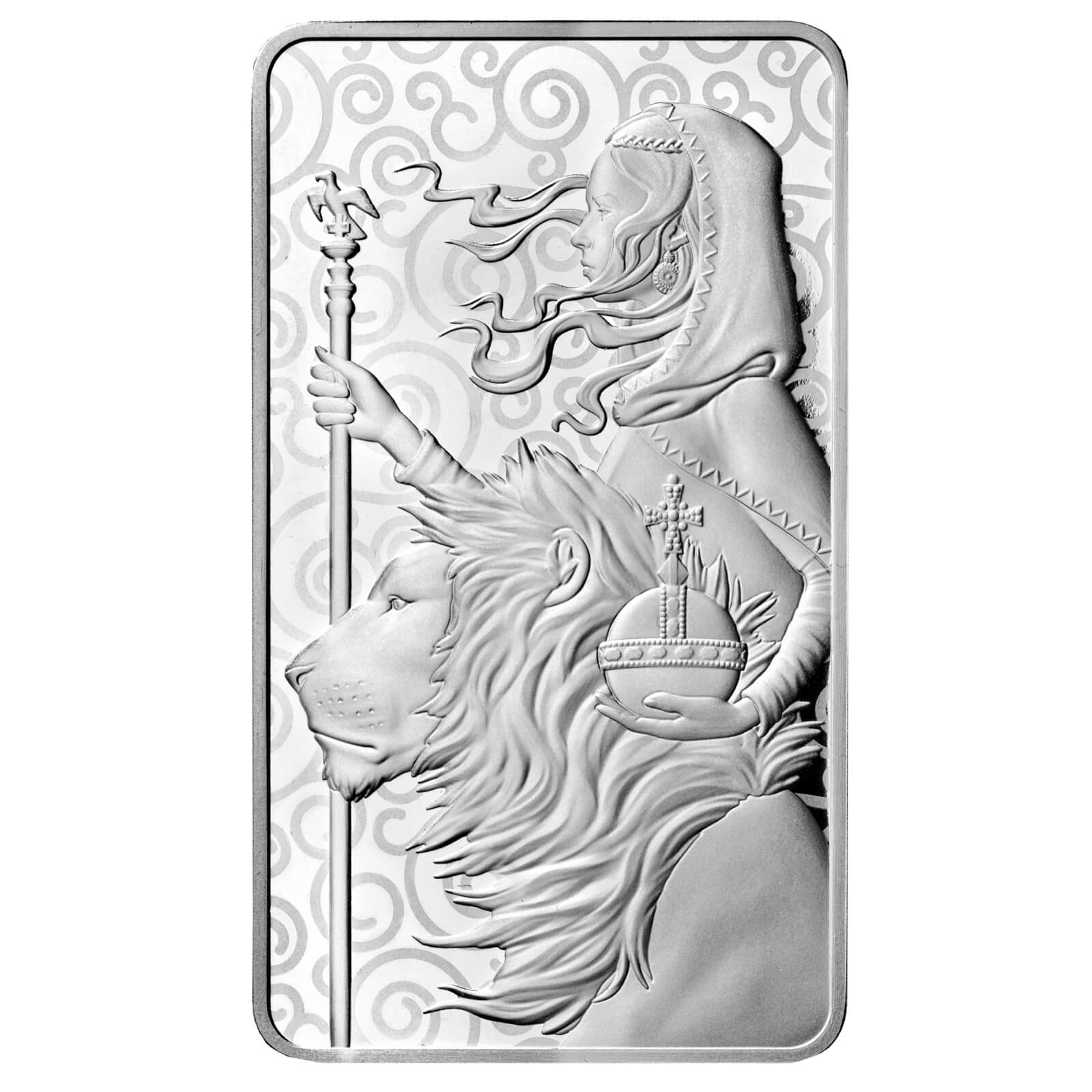 Royal Mint Una and the Lion 10oz Silver Bar front image