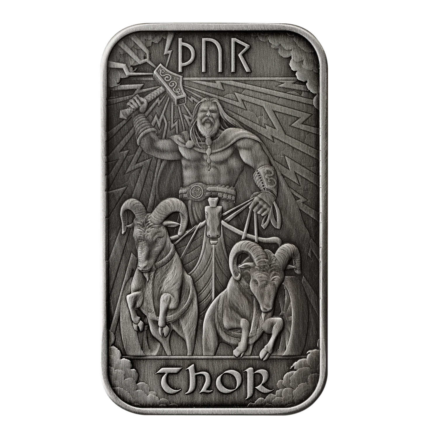 Royal Mint Thor 1oz Antiqued Silver Bar front image