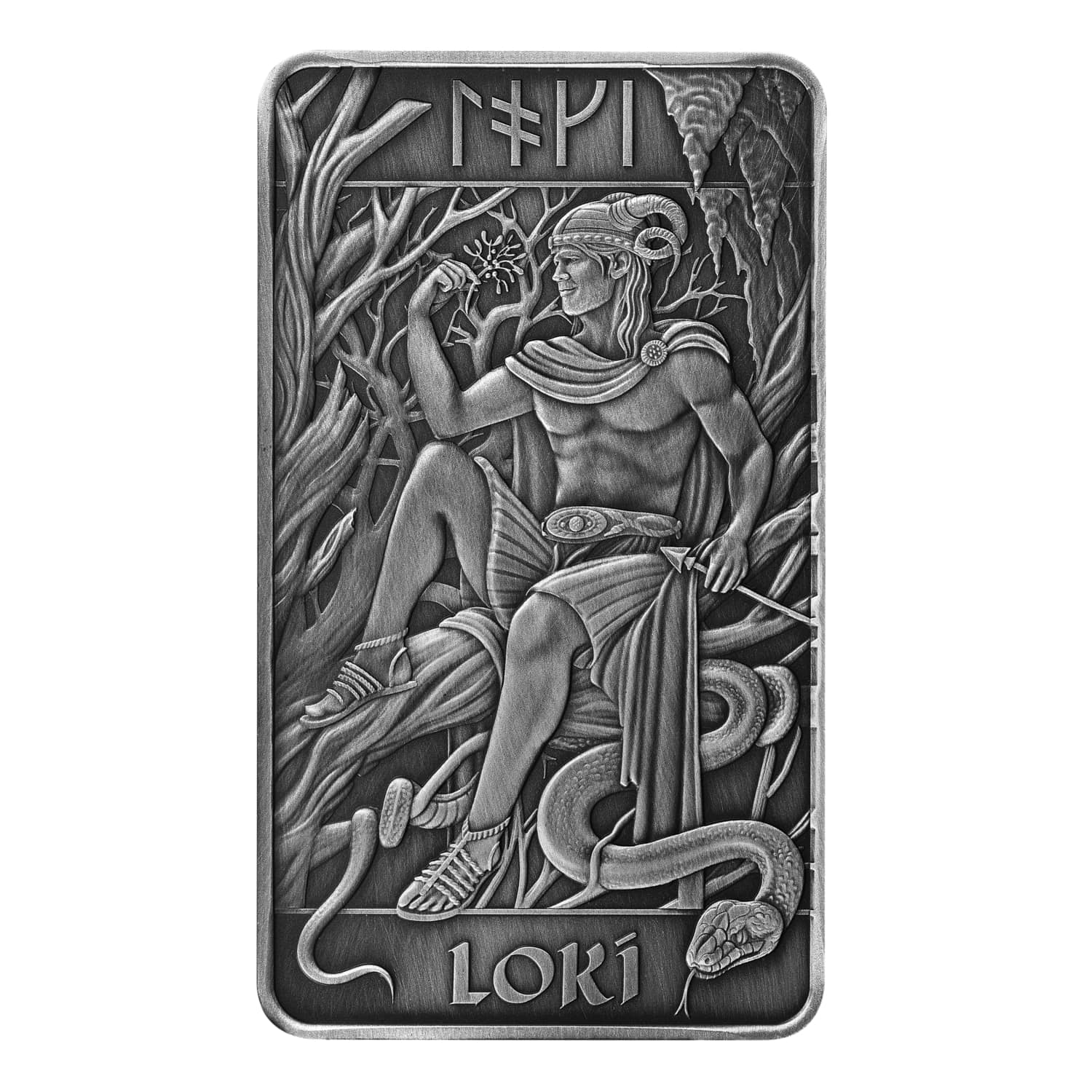Royal Mint Loki 10oz Antiqued Silver Bar front image