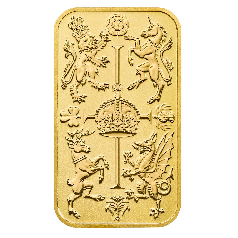 The Royal Mint Royal Celebration 1oz Gold Bar front image