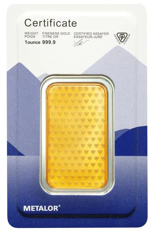 1oz Metalor Gold Bar rear image