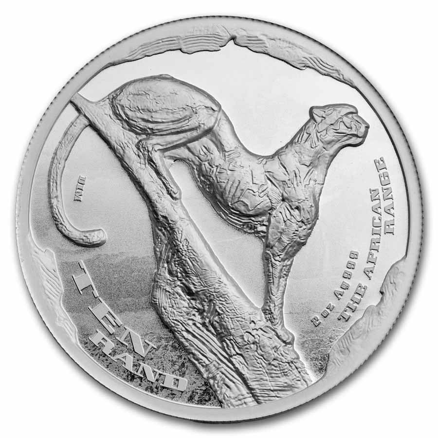 2026 2oz Silver The African Range Surveying Cheetah Proof Coin obverse