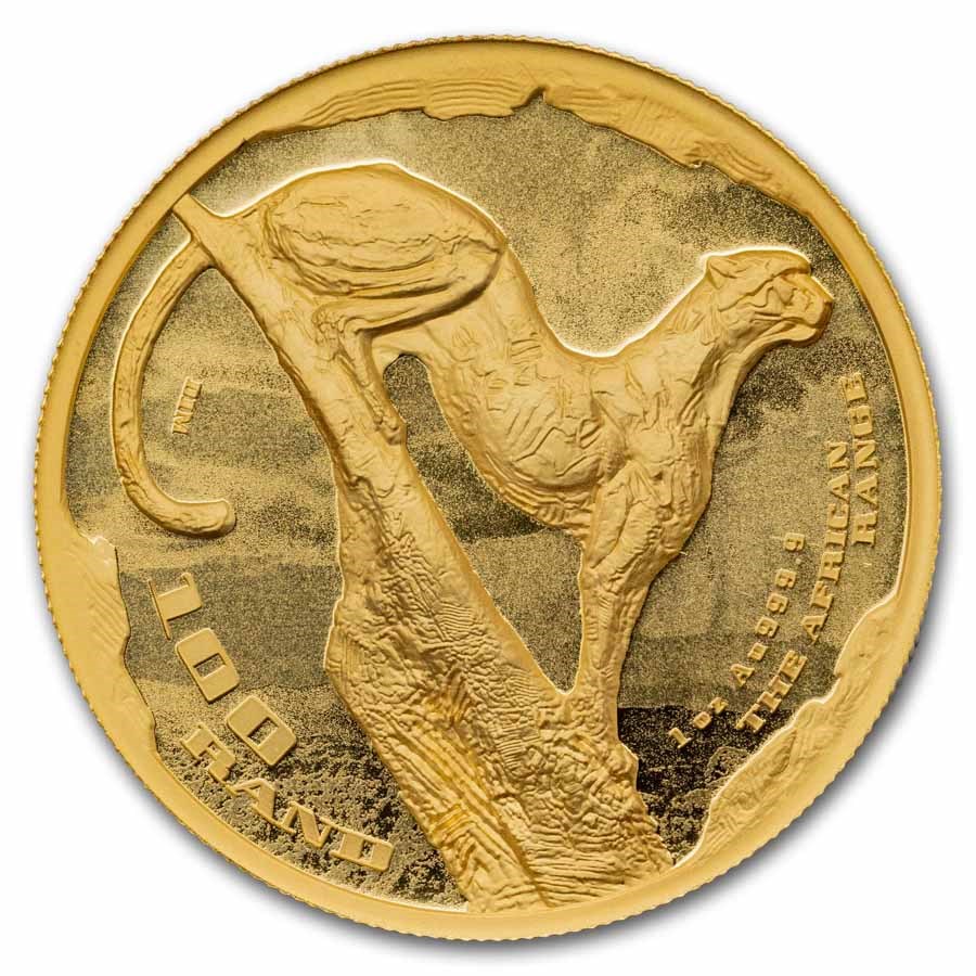 2026 1oz Gold The African Range Surveying Cheetah Proof Coin obverse